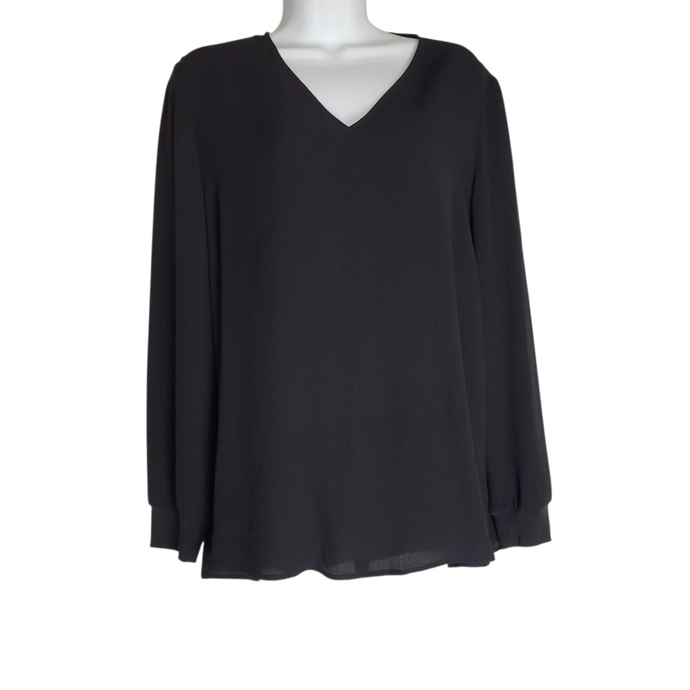 Eileen Fisher Silk Georgette Crepe Dolman Sleeve Top Womens XS Black Damaged - Picture 2 of 12